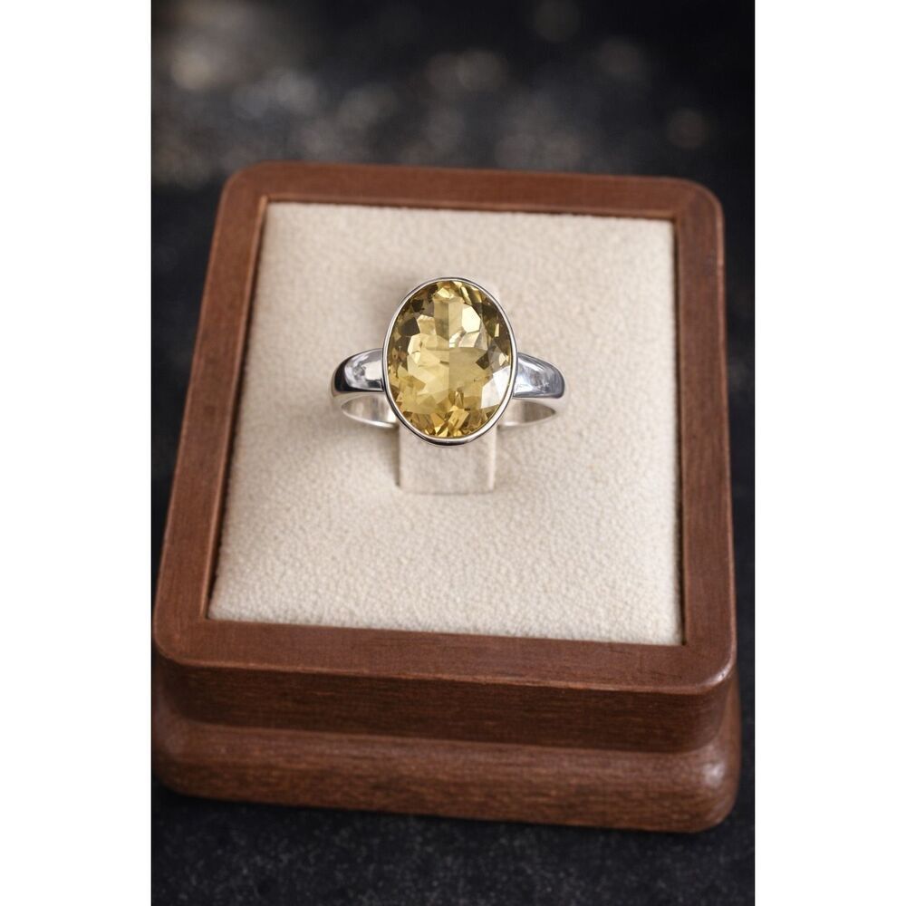 New 4ct Goshenite Yellow Beryl Oval Ring in Sterling Silver – Elegant Size 6
